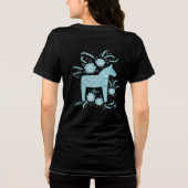 Zweedse Dala Horse Folk Art Blauwgroen douanenaam Tri-Blend Shirt (Achterkant)