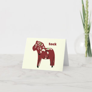 Zweedse Dala Horse Hartelijk dank Bedankkaart