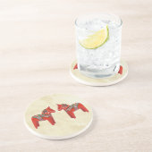 Zweedse Dala Horse-kersttweeling Zandsteen Onderzetter (Zijkant)