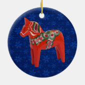 Zweedse Dala Horse on Field of Blue Stars Keramisch Ornament (Achterkant)