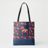 Zweedse Dala Horse Print All Over Tote Bag (Voorkant)