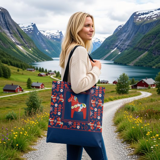 Zweedse Dala Horse Print All Over Tote Bag