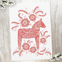 Zweedse Dala Horse Red en White - Hartelijk dank