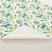 Zweedse Dala Horses Blauwgroen Sherpa Blanket Deken (3/4)