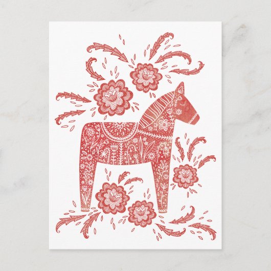 Zweedse Dala-paard rood en wit Briefkaart (Voorkant)