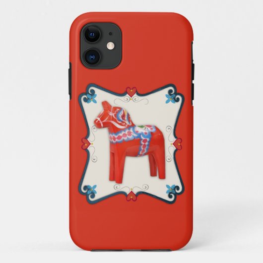 Zweedse Dala-paard volks kunst omlijst Case-Mate iPhone Case (Achterkant)