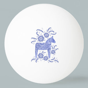 Zweedse Dala Paard zeer Peri Blue Folk Art Pingpongbal