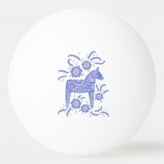 Zweedse Dala Paard zeer Peri Blue Folk Art Pingpongbal (Achterkant)