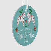 Zweedse Dala Paarden 1e Kerstmis Mr. & Mrs Ornament (voorkant)