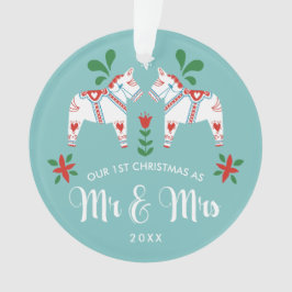 Zweedse Dala Paarden 1e Kerstmis Mr. & Mrs Ornament