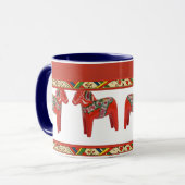 Zweedse Dala-paarden met kerstfolklengrens Mok (Voorkant links)