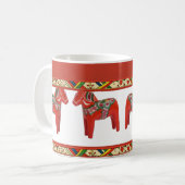Zweedse Dala-paarden met Kerstmis Folk Art Border Koffiemok (Voorkant links)
