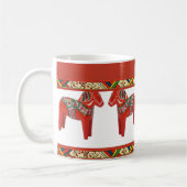 Zweedse Dala-paarden met Kerstmis Folk Art Border Koffiemok (Links)