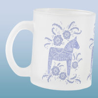 Zweedse Dala-paarden Periwinkle Blauw en Wit