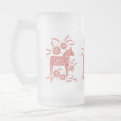 Zweedse Dala Paarden Rood en Wit Matglas Bierpul (Links)