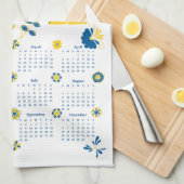 Zweedse Dala Rooster 2026 Kalender Theedoek (Quarter Fold)
