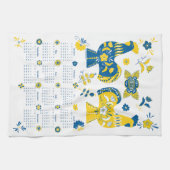 Zweedse Dala Rooster 2026 Kalender Theedoek (Horizontaal)