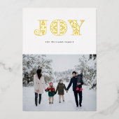 Zweedse Dala Style Gold Foil Joy Holiday Kaart (Voorkant)