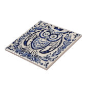 Zweedse dala uil blauw en wit nouveau tegeltje (Zijkant)