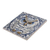 Zweedse dala uil blauw en wit nouveau tegeltje (Zijkant)