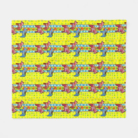 Zweedse Design, Dala Horses Fleece Deken (Voorkant (Horizontaal))