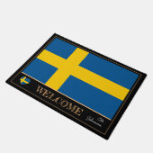 Zweedse en Zweedse vlag matten/sport Welkomstwoord Deurmat (Schuin)