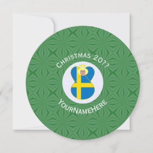 Zweedse engel vlag Kerstmis Personaliseer Rond Uit Kaart