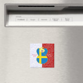 Zweedse engelenvlag op rood en wit Persoonlijk gem Magneet (Insitu (Vaatwasser))
