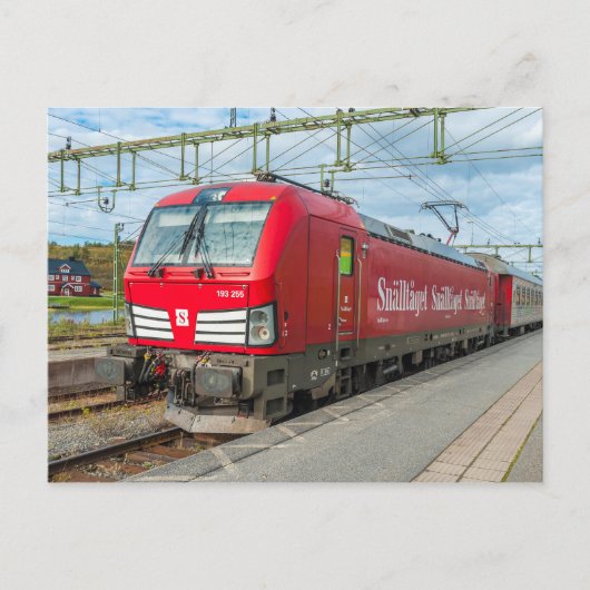 Zweedse express trein in Storlien. Briefkaart (Voorkant)