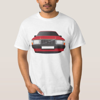 Zweedse familieauto van 80 tot 90, rood t-shirt
