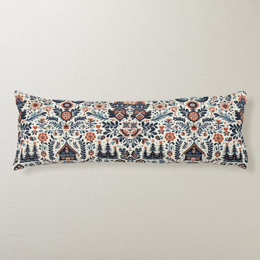 Zweedse Folk Art Lichaamskussen (Voorkant)