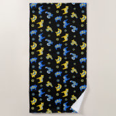 Zweedse Folk Dala Farm Animals l Blue and Yellow Strandlaken (Voorkant)