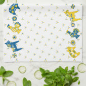 Zweedse Folk Dala Farm Animals l Blue and Yellow Theedoek (Gevouwen)