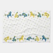 Zweedse Folk Dala Farm Animals l Blue and Yellow Theedoek (Horizontaal)