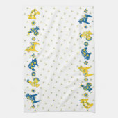 Zweedse Folk Dala Farm Animals l Blue and Yellow Theedoek (Verticaal)
