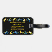 Zweedse Folk Dala Horse l Blue and Yellow Bagagelabel (Achterkant horizontaal)