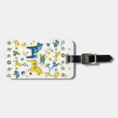 Zweedse Folk Dala Horse l Blue and Yellow Bagagelabel (Voorkant horizontaal)