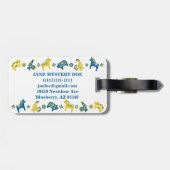 Zweedse Folk Dala Horse l Blue and Yellow Bagagelabel (Achterkant horizontaal)