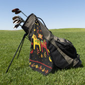 Zweedse Folk Dala Horse l Red en Geel Golfhanddoek (Groen)