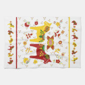 Zweedse Folk Dala Horse l Red en Geel Theedoek (Horizontaal)