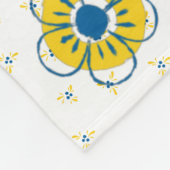 Zweedse Folk Dala Rooster l Blue and Yellow Fleece Deken (Hoek)