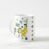 Zweedse Folk Dala Rooster l Blue and Yellow Koffiemok (Voorkant links)