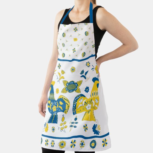 Zweedse Folk Dala Rooster l Blue and Yellow Schort (Insitu)