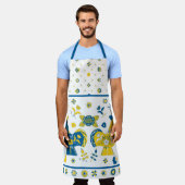 Zweedse Folk Dala Rooster l Blue and Yellow Schort (Gedragen)