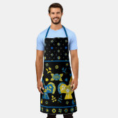 Zweedse Folk Dala Rooster l Blue and Yellow Schort (Gedragen)