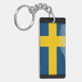 Zweedse gepolijst vlag sleutelhanger (Voorkant Links)