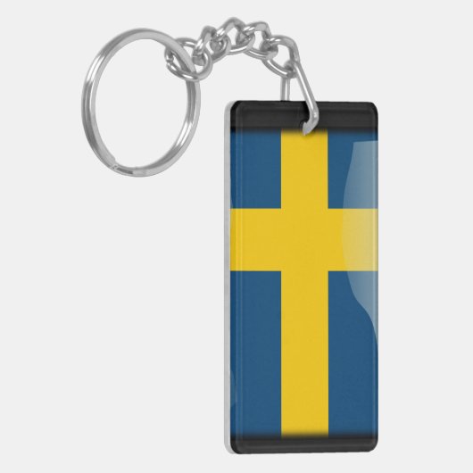 Zweedse gepolijst vlag sleutelhanger (Voorkant Links)