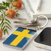 Zweedse gepolijst vlag sleutelhanger (Voorkant Rechts)