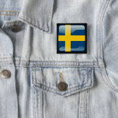 Zweedse gepolijst vlag vierkante button 5,1 cm (In situ)