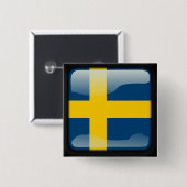 Zweedse gepolijst vlag vierkante button 5,1 cm (Voorkant /achterkant)